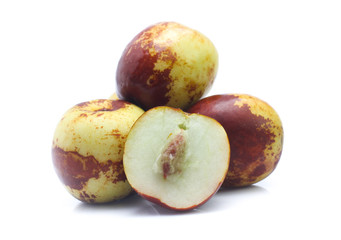 Jujube fruits close up on white
