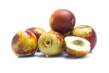 Jujube fruits close up on white