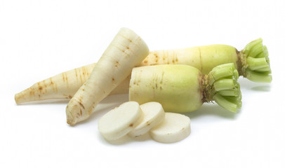 White radish isolated on white background