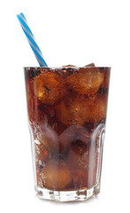 Cola in a glass isolated on white