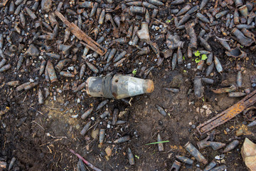 massiveli burned gun ammunition in the forest