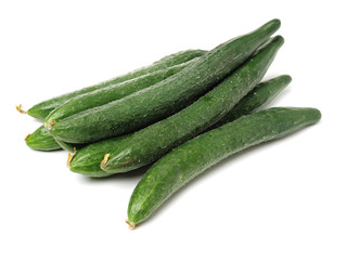 Green cucumber on the white background 