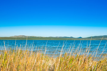 Beautiful nature park Vransko lake, ornithological reservation in Dalmatia, Croatia