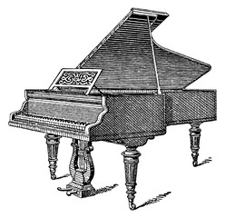 Vintage engraving of a grand piano © EnginKorkmaz