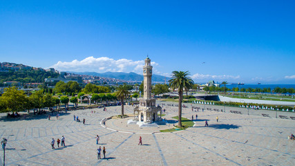 Izmir Clock Tower is a historic clock tower located at the Konak Square in the Konak district of İzmir, Turkey.  - obrazy, fototapety, plakaty