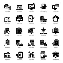 Pack Of E Business Solid Icons 