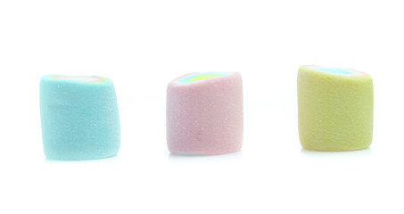 colorful marshmallows candy isolated on white background