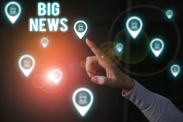 Word writing text Big News. Business photo showcasing knowing actions no one heard about it yet Teleporter journalist Woman wear formal work suit presenting presentation using smart device