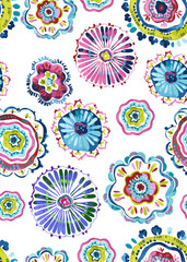 Seamless tropical flower pattern, watercolor.Flowers pattern. for textile, wallpaper, pattern fills, covers, surface, print, gift wrap, scarf, decoupage. Seamless pattern