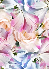 Photo sur Plexiglas Orchidee Motif de fleurs tropicales sans soudure, aquarelle. Motif de fleurs. pour le textile, le papier peint, les motifs de remplissage, les couvertures, la surface, l& 39 impression, l& 39 emballage cadeau, l& 39 écharpe, le découpage. Modèle sans couture