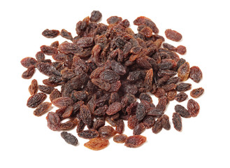 brown raisins on a white background