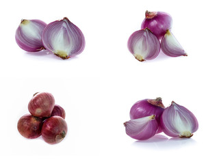 set of red onion isolated on the white background