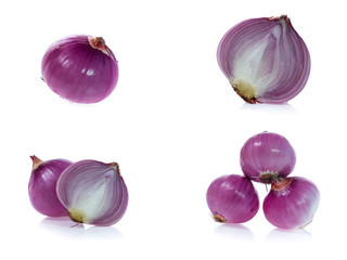 set of red onion isolated on the white background