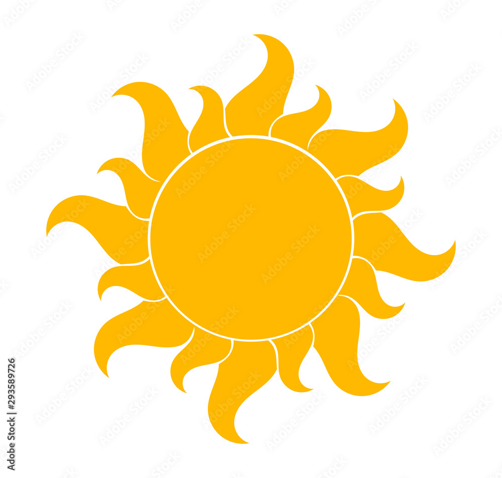 Wall mural Yellow sun shape symbol.