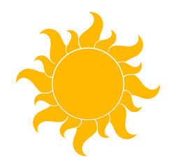 Yellow sun shape symbol.
