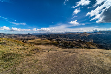Diverse central landscape with mountains of valleys and canyons in South America of Ecuador