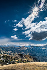 Diverse central landscape with mountains of valleys and canyons in South America of Ecuador
