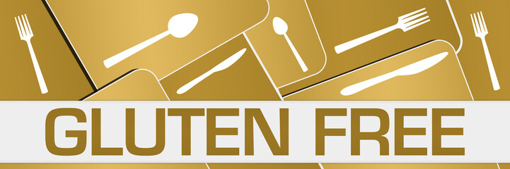 Gluten Free Brown Spoon Fork Knife Rounded Squares 