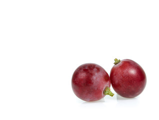 copy space red grapes isolated on white background