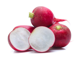 Small garden radish isolated on white background