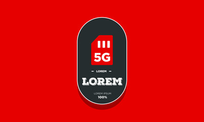 5G Sim Card Badge Sticker Design Flat Style Design