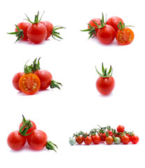 collection of tomatoes isolated on the white background