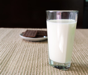 delicious breakfast of cookies and milk, sunny morning