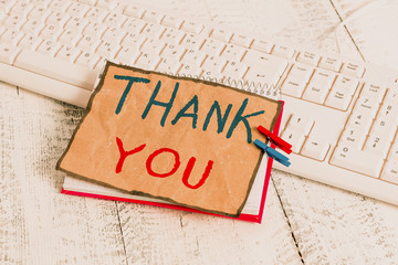 Text sign showing Thank You. Business photo text replaying on something good or greetings with...