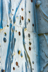 Close up photo of a rock climbing wall
