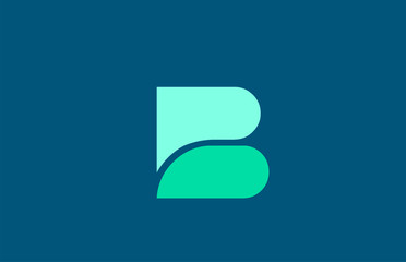 B in blue green color letter logo alphabet for icon design