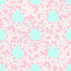 Palm Leaves Seamless Texture with Brush Strokes and Grain Texture