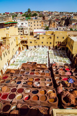 Famous Tannerie Chouara. Manual tanning leather.