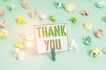 Word writing text Thank You. Business photo showcasing replaying on something good or greetings...