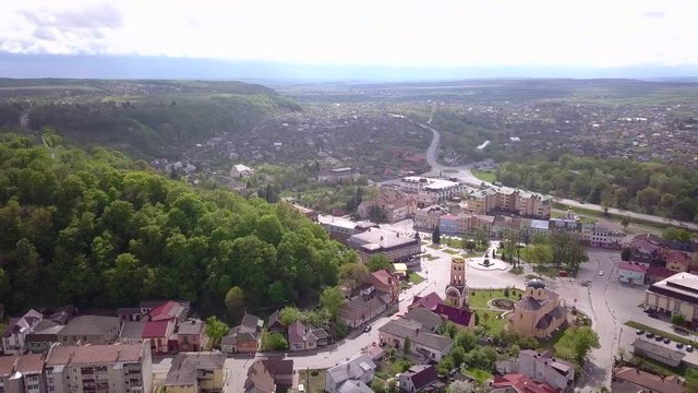 Aerial view of town of Halych, old Ukrainian capital in Ivano-Frankivsk region, Ukraine.
