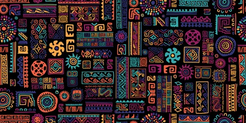 Wallpaper murals Ethnic style Ethnic handmade ornament, seamless pattern