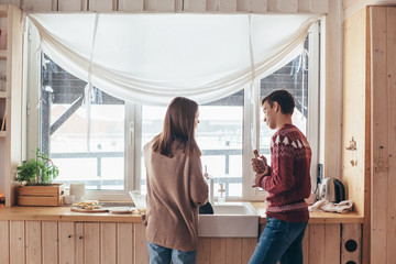 Winter weekend in cozy cabin