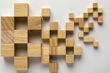 United states map made from wooden cubes