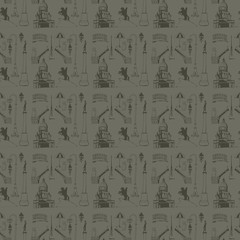 seamless pattern with Saint Petersburg city objects 