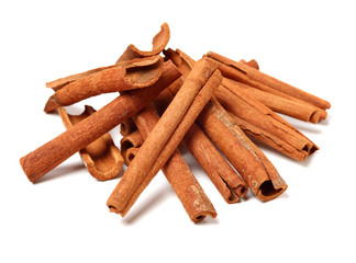 Cinnamon on a white background