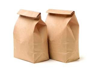 Paper bags on white background