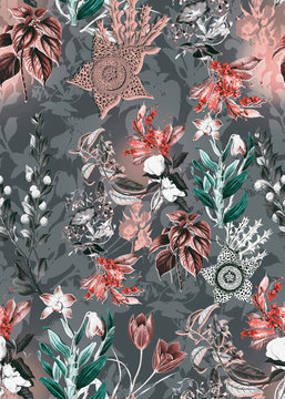 Flowers pattern.Silk scarf design, fashion textile. Background for the design and decoration of textiles. art abstract design, Seamless flower pattern