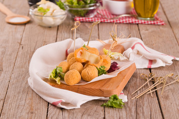 Fried Mozzarella cheese balls.