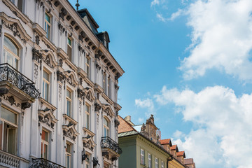 Fototapeta na wymiar BRATISLAVA, SLOVAKIA - June 27, 2018: Antique building view in Old Town Bratislava, Slovakia