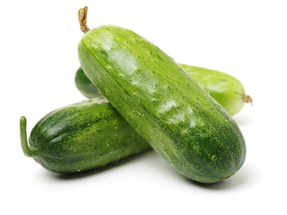 Green cucumber on the white background