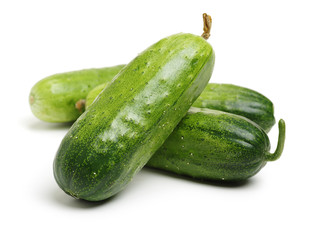 Green cucumber on the white background