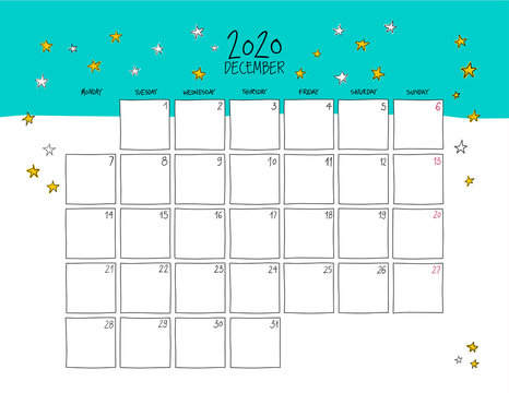 December 2020 Doodle Wall Calendar