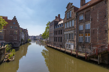 Obraz premium Romantic houses along the river canal in the old city of Europe