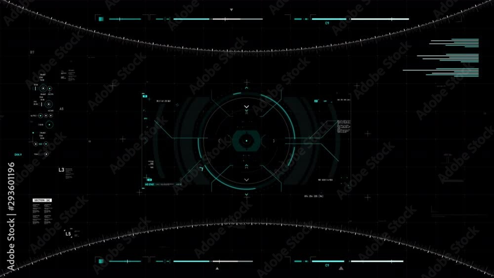 Poster hud user interface with dot bar graph and rule the cyber futuristic concept for video overlay with d