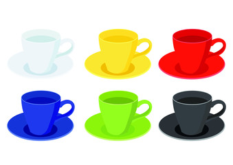 coffee cup on saucer on white background illustration vector