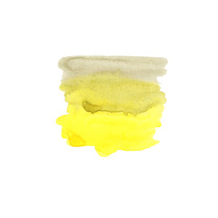 illustration watercolor autumn stain of yellow green swamp color on a white background.